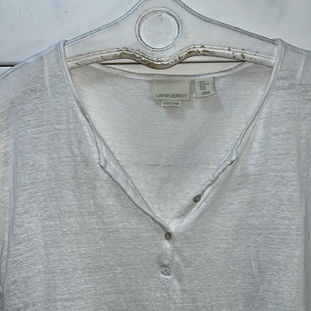 CYNTHIA ROWLEY – 100% Linen Ruffle Hem Top (XL) - Picture 7 of 9